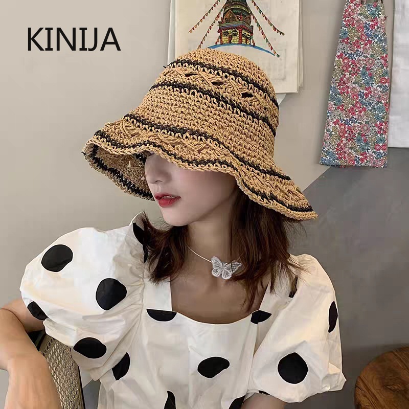 Chapéu de verão feminino chapé - Bucket Hat Straw avaliação e preço